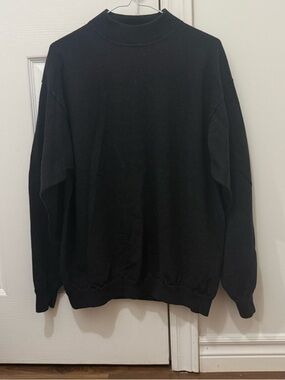 Mantles Womens Size XL High Neck Black 100% Merino Wool Puffed Sleeve